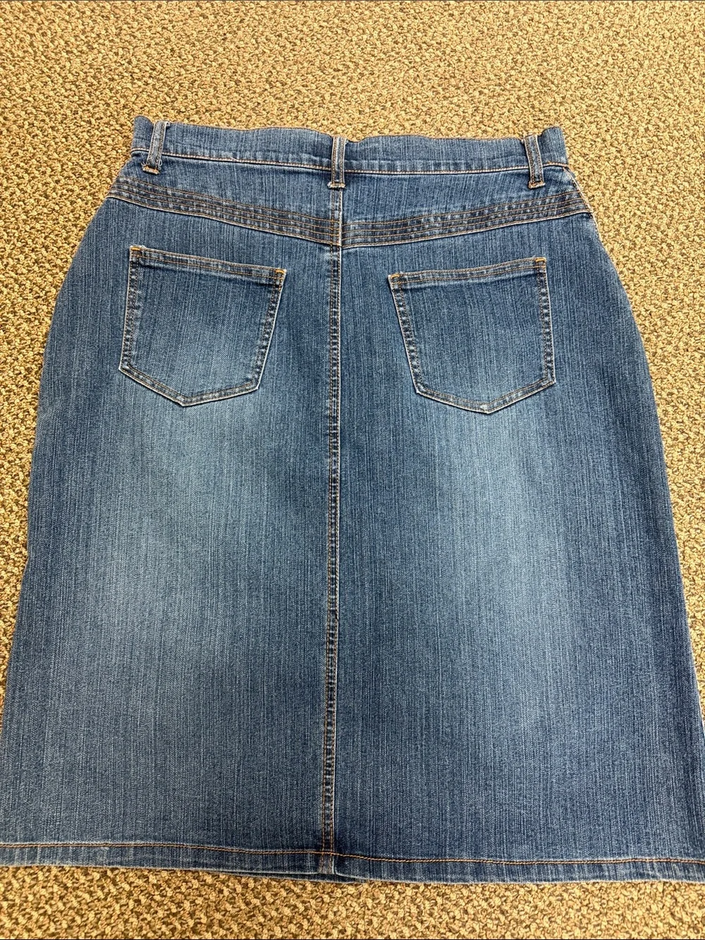 Y2K Sharon Anthony Denim Pencil Skirt Front Slit Stretch Jean Skirt Size 10‎